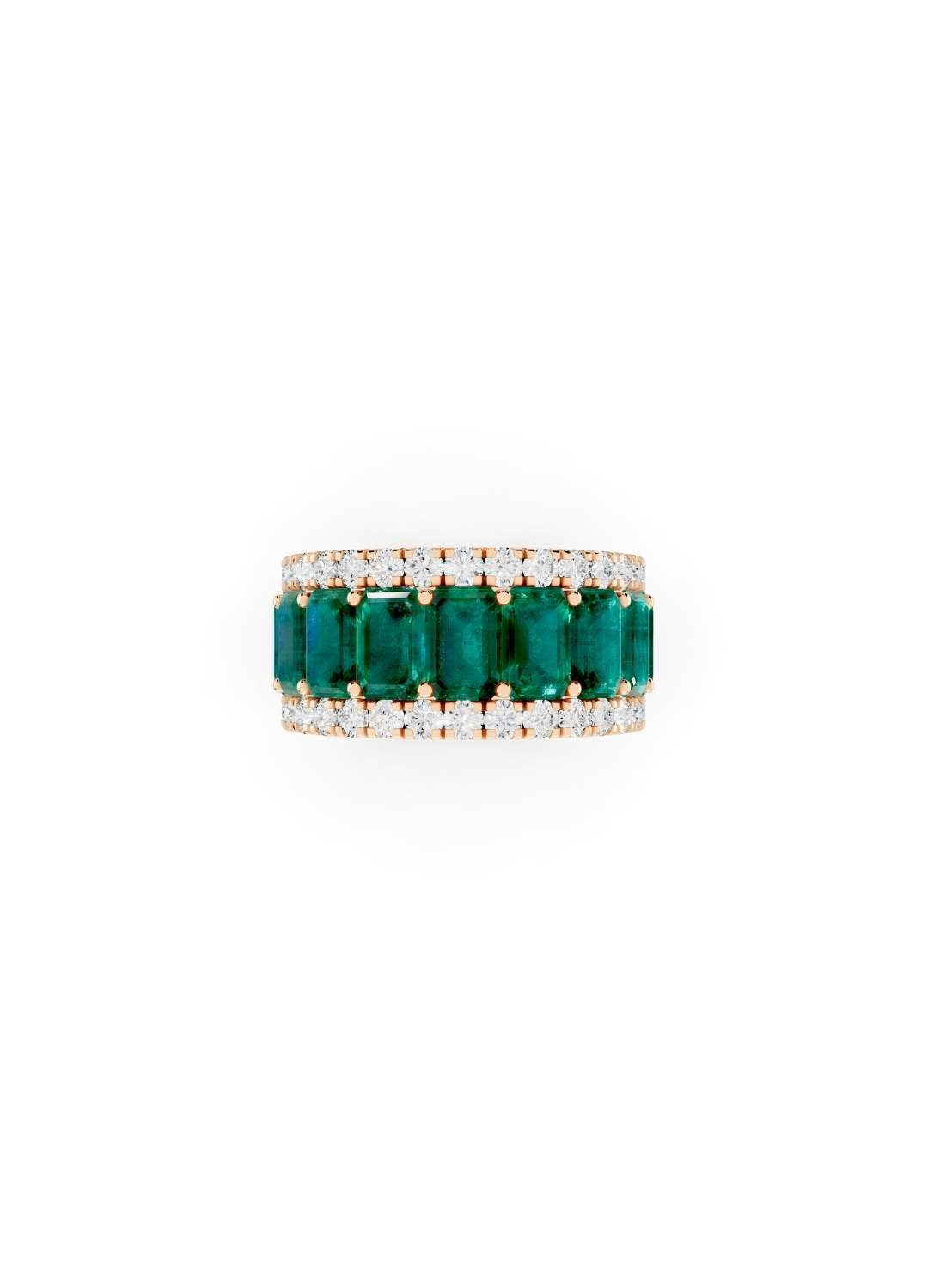 Emerald & Diamond Cut Eternity Band Image 1