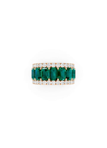 Emerald & Diamond Cut Eternity Band Image 1