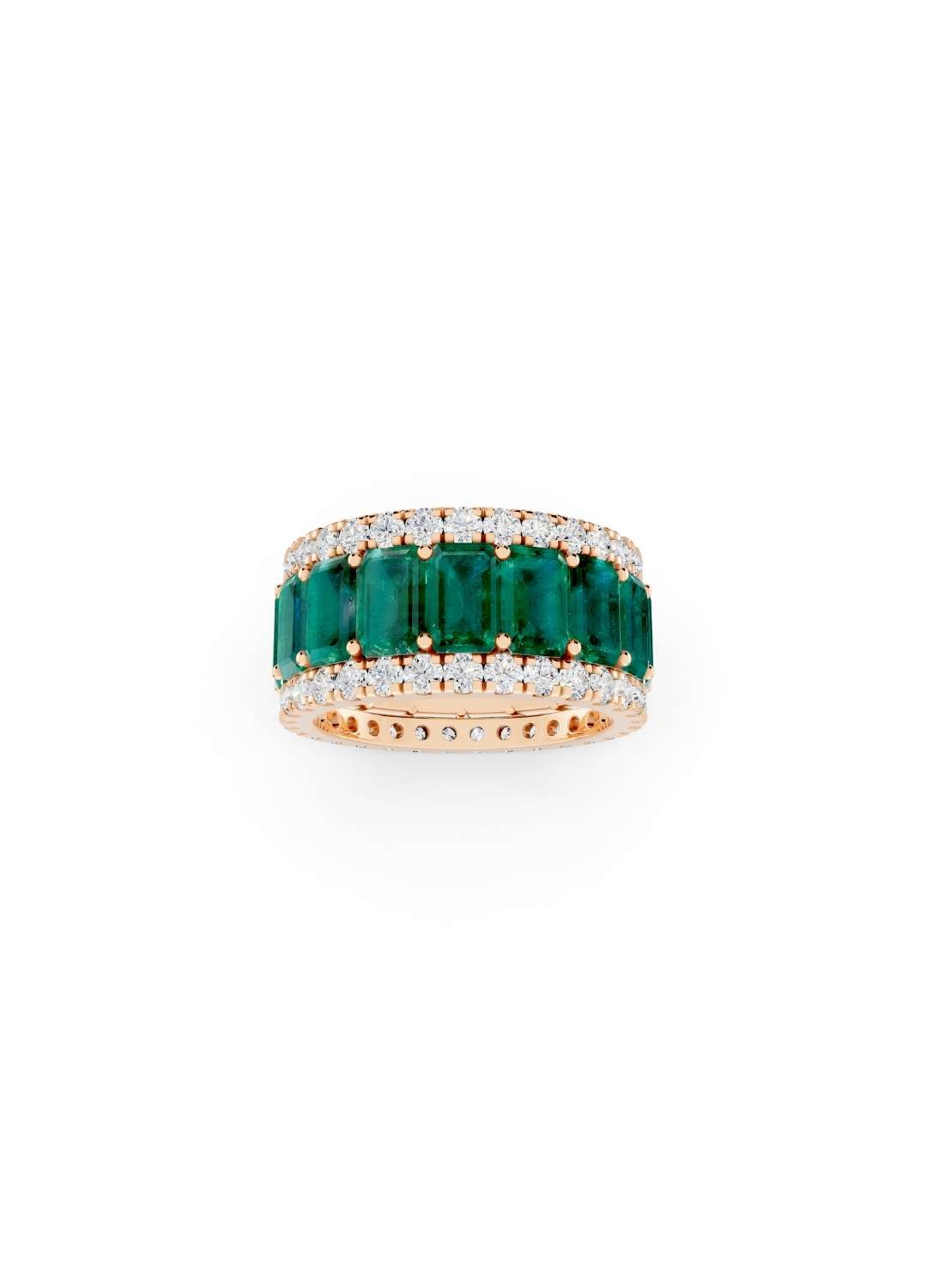 Emerald & Diamond Cut Eternity Band Image 1