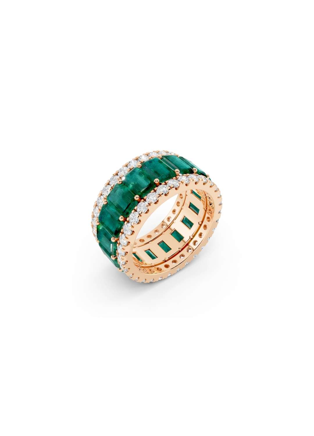 Emerald & Diamond Cut Eternity Band Image 8