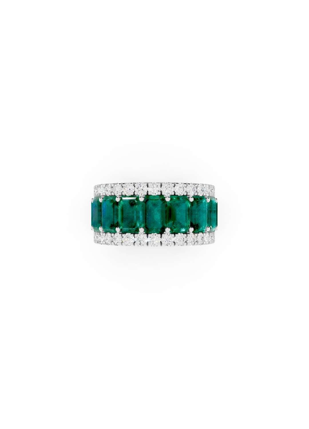 Emerald & Diamond Cut Eternity Band Image 11