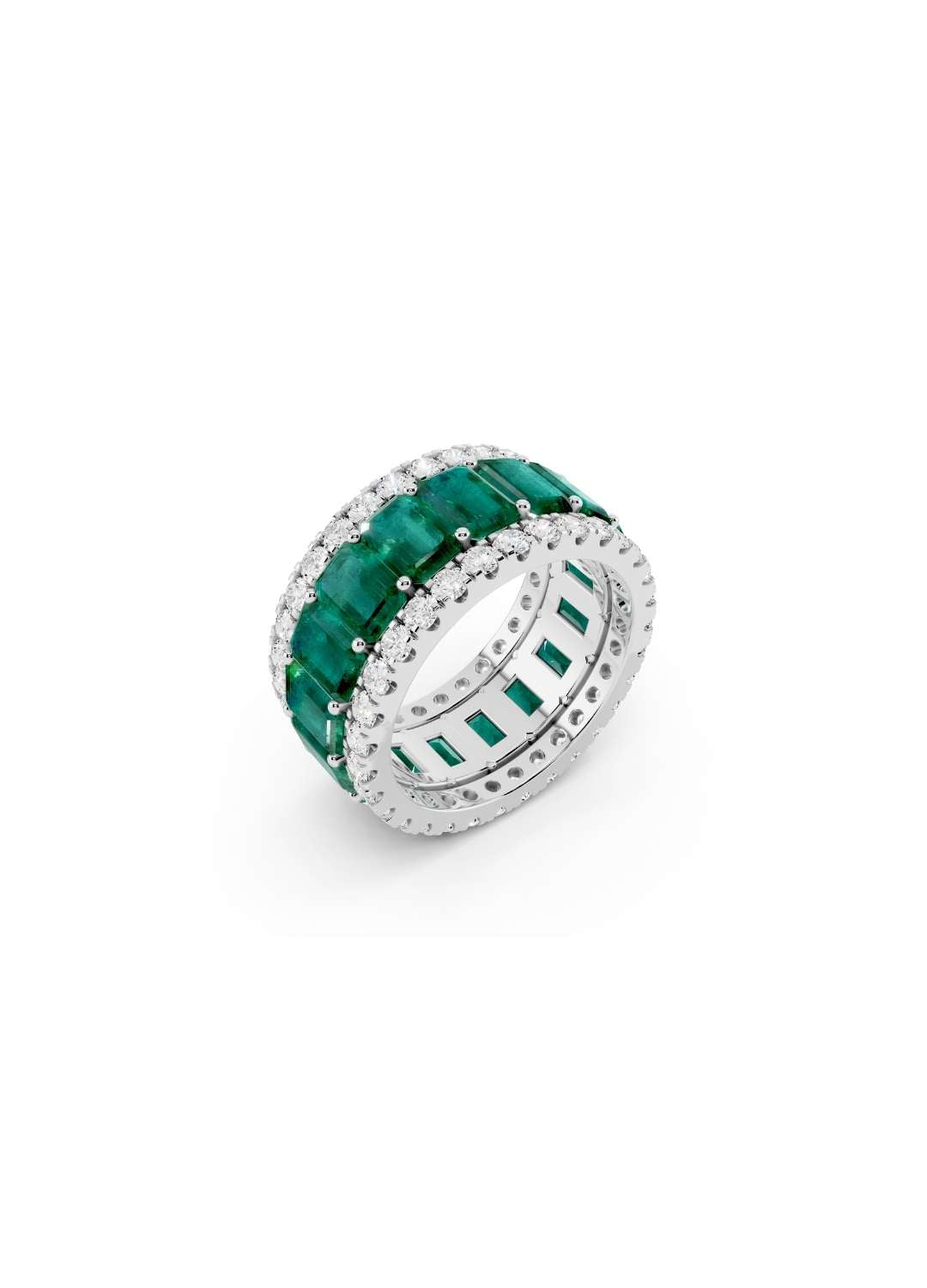 Emerald & Diamond Cut Eternity Band Image 13
