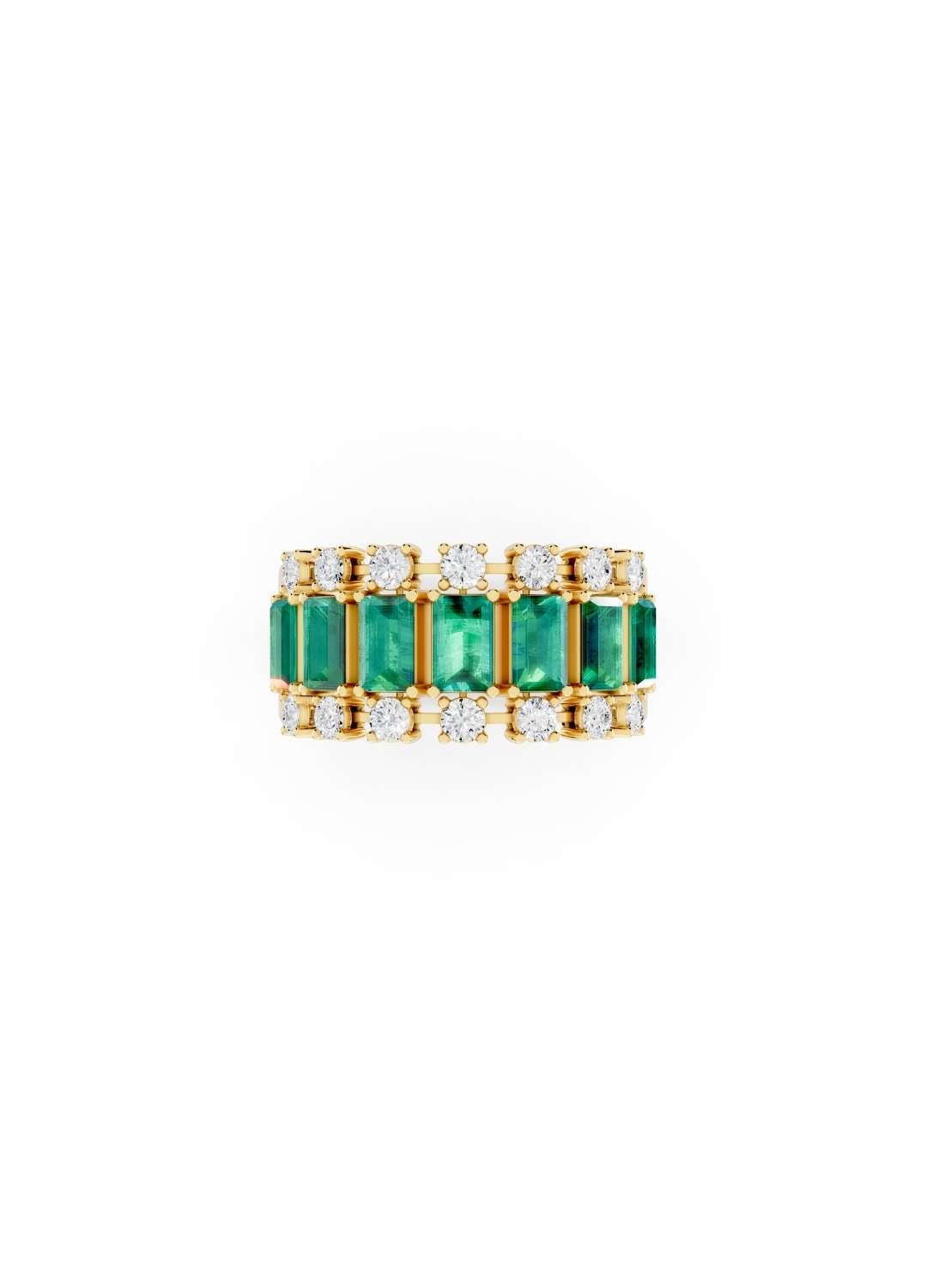 Emerald & Diamond Dual-Row Band Image 3