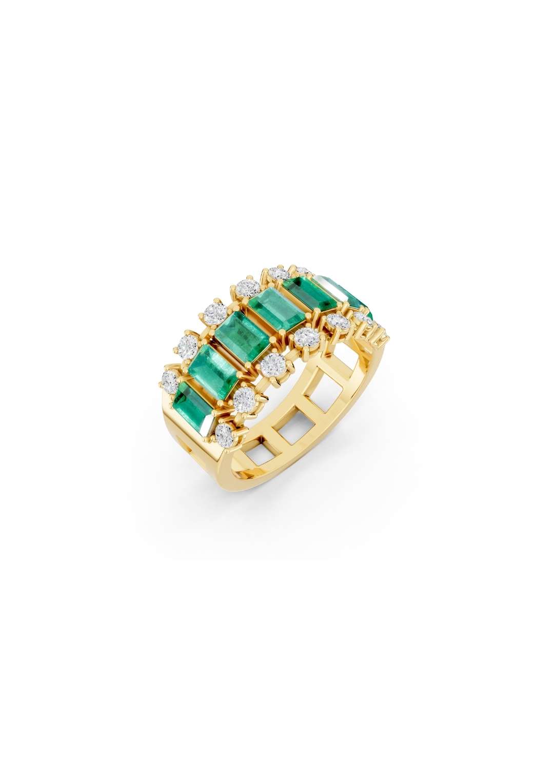 Emerald & Diamond Dual-Row Band Image 1