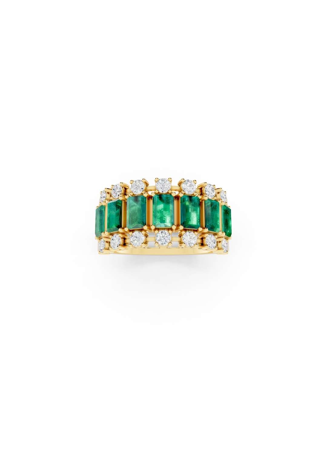 Emerald & Diamond Dual-Row Band Image 1