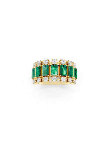 Emerald & Diamond Dual-Row Band Image 1