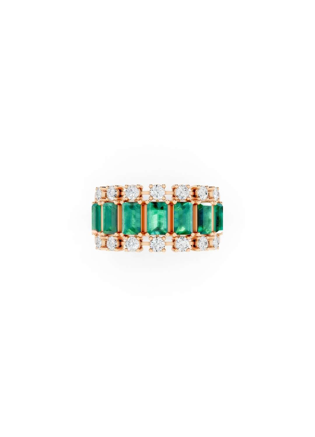 Emerald & Diamond Dual-Row Band Image 8