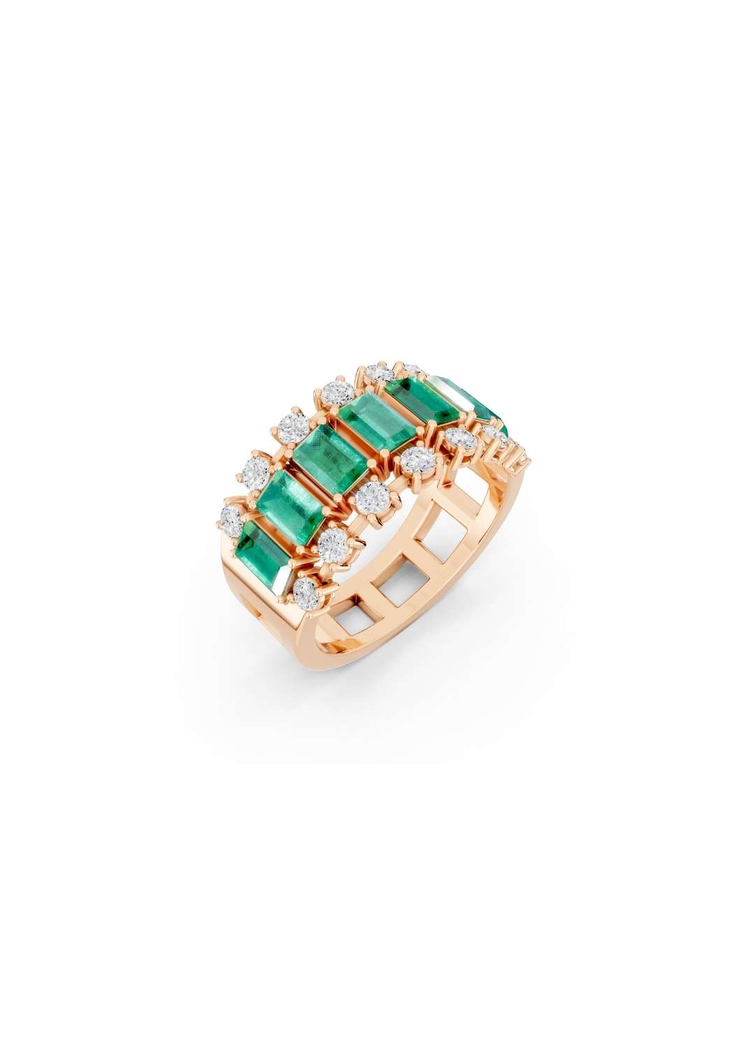 Emerald & Diamond Dual-Row Band Image 7