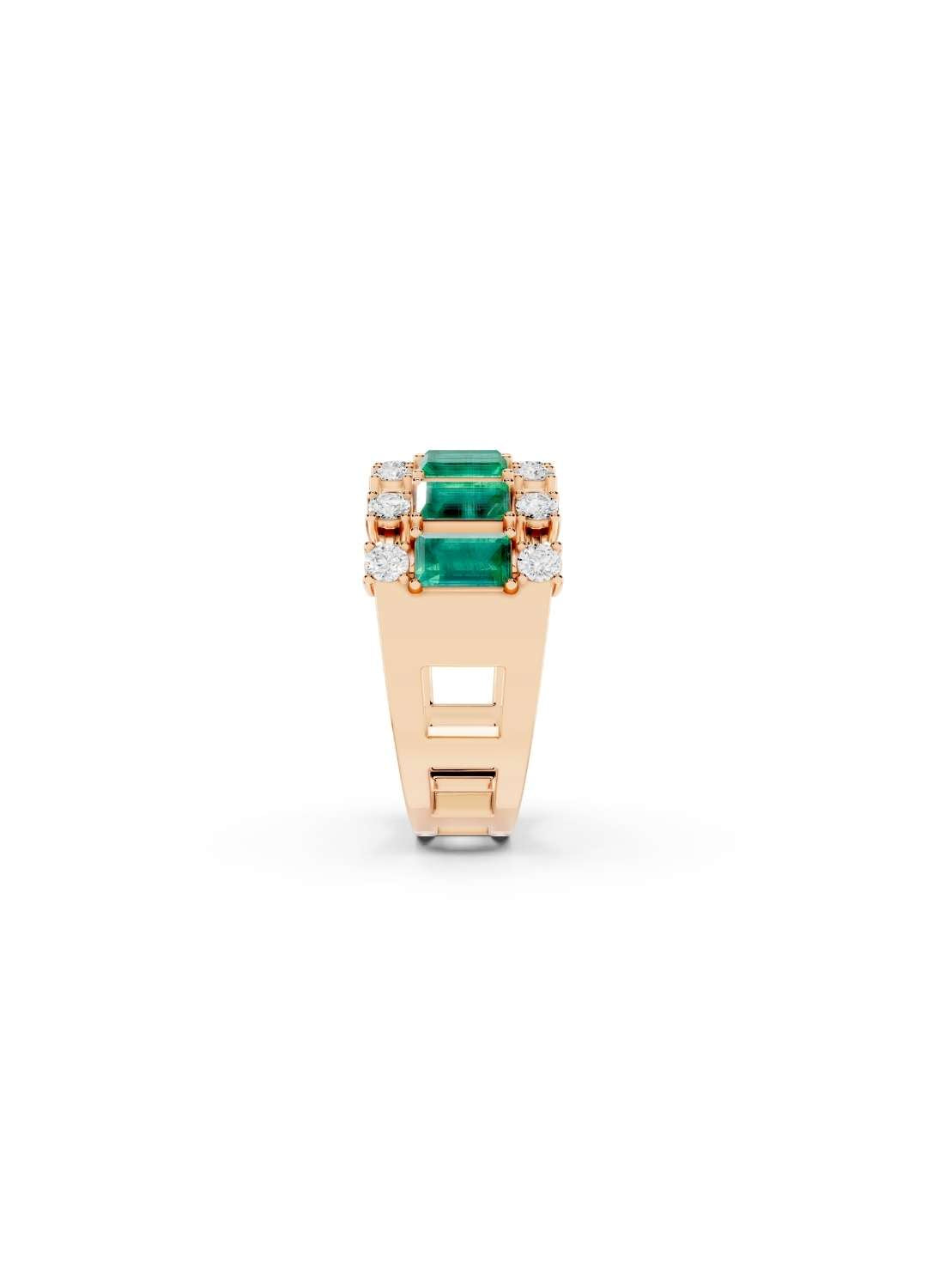 Emerald & Diamond Dual-Row Band Image 9
