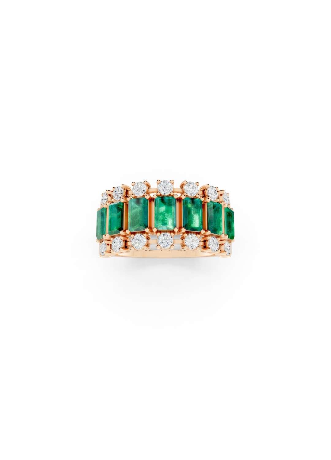 Emerald & Diamond Dual-Row Band Image 6