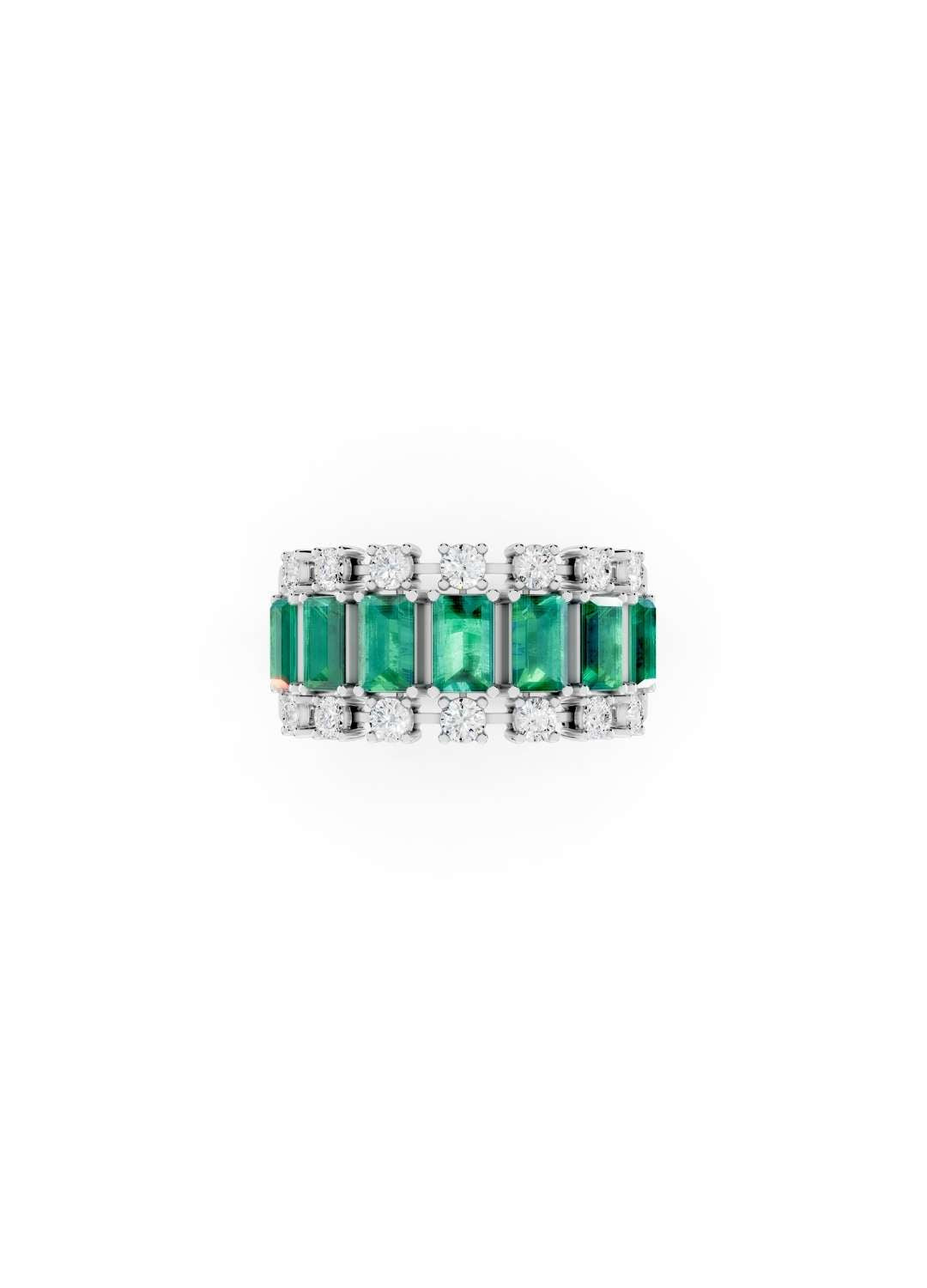 Emerald & Diamond Dual-Row Band Image 13