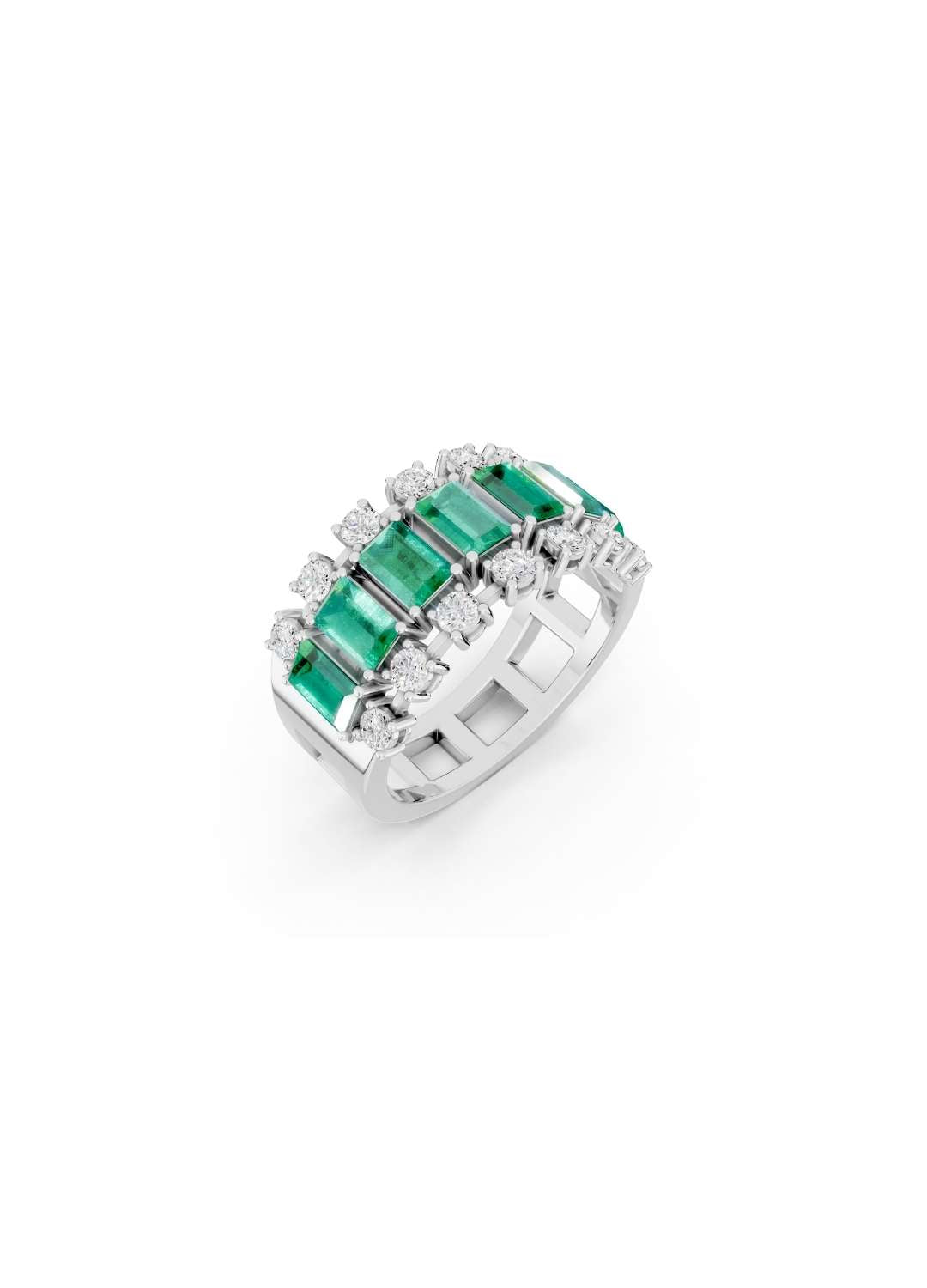 Emerald & Diamond Dual-Row Band Image 12