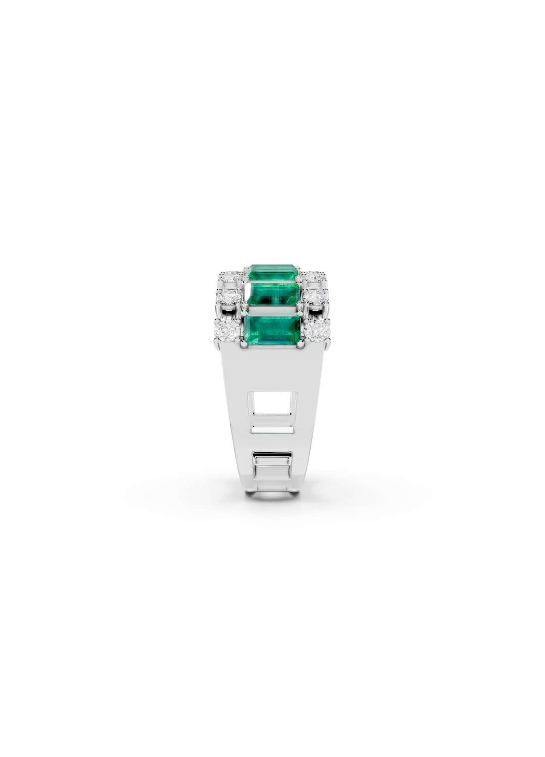Emerald & Diamond Dual-Row Band Image 14