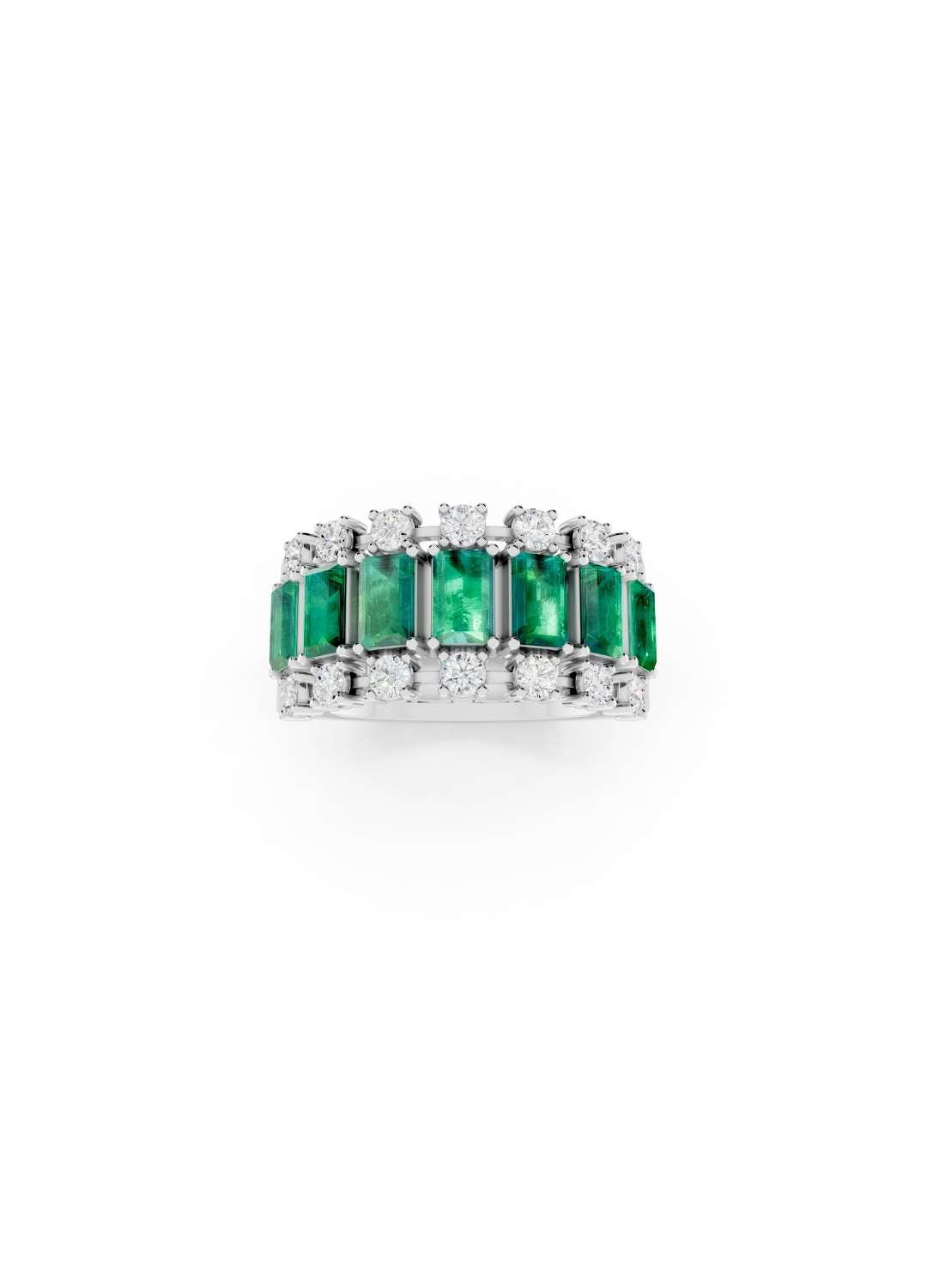 Emerald & Diamond Dual-Row Band Image 11