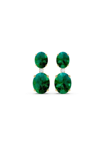 Emerald & Diamond Duo Oval Earrings Image 1