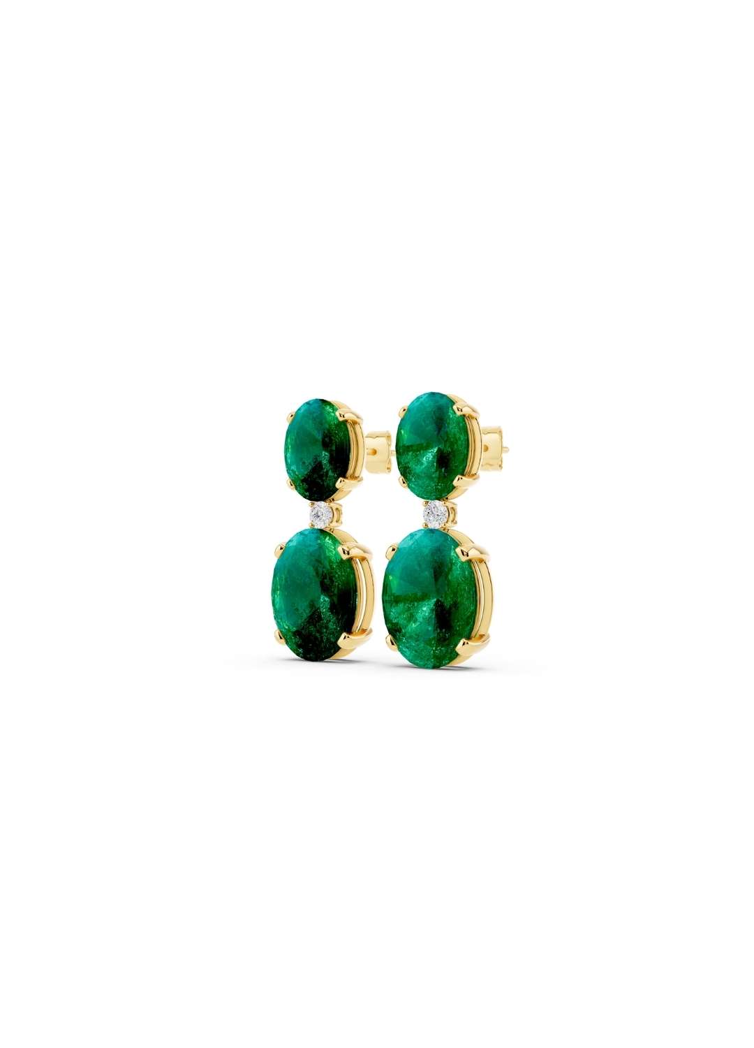 Emerald & Diamond Duo Oval Earrings Image 3