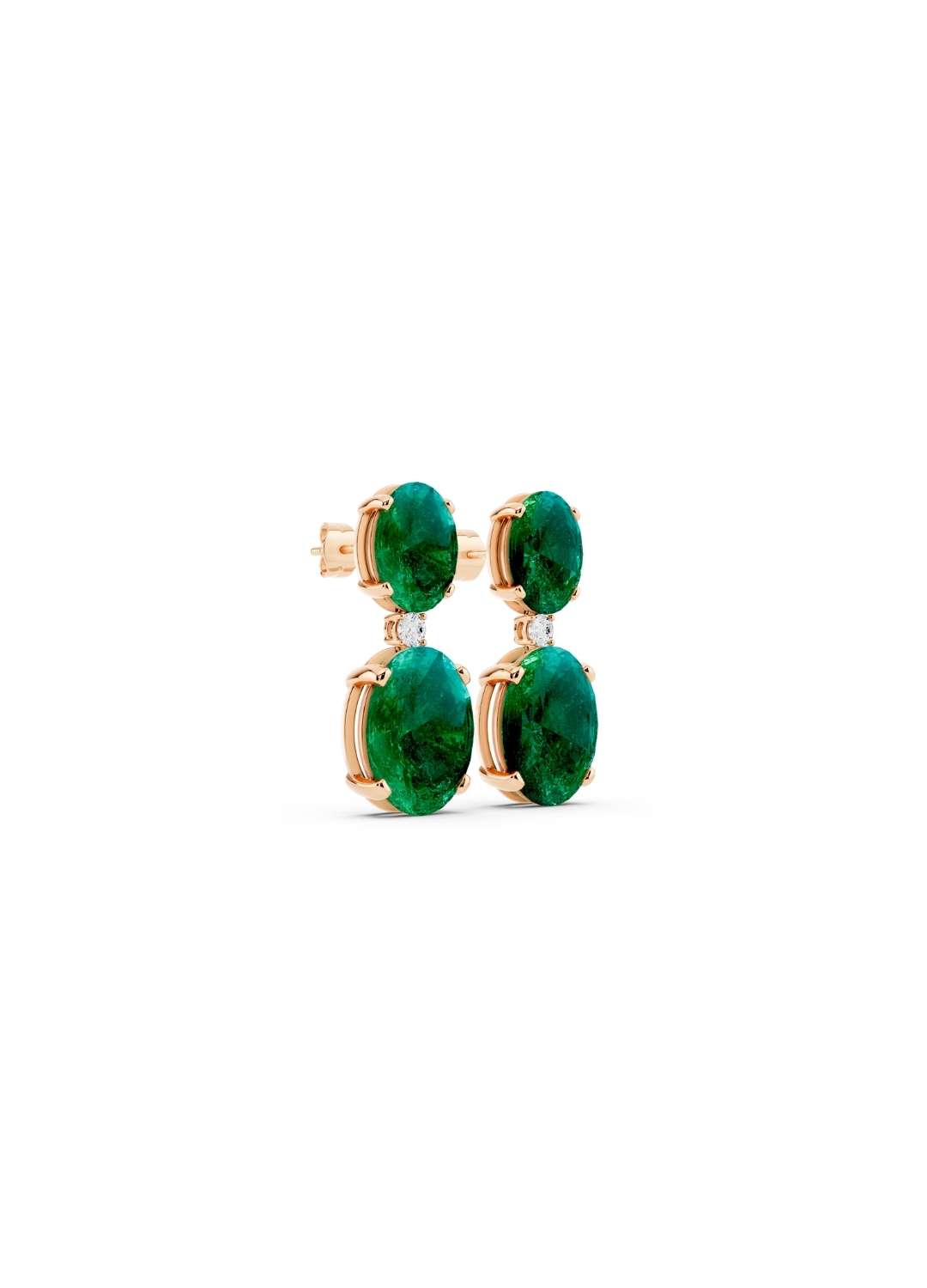 Emerald & Diamond Duo Oval Earrings Image 7