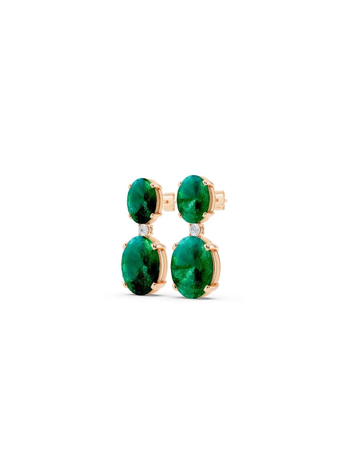 Emerald & Diamond Duo Oval Earrings Image 8