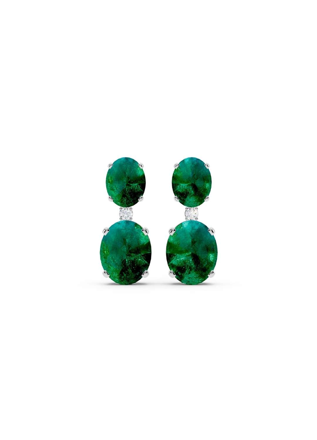 Emerald & Diamond Duo Oval Earrings Image 11