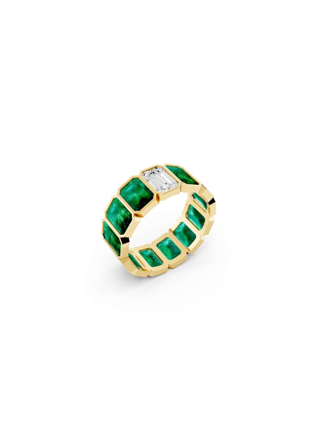 Emerald & Diamond Eternity Band Image 3