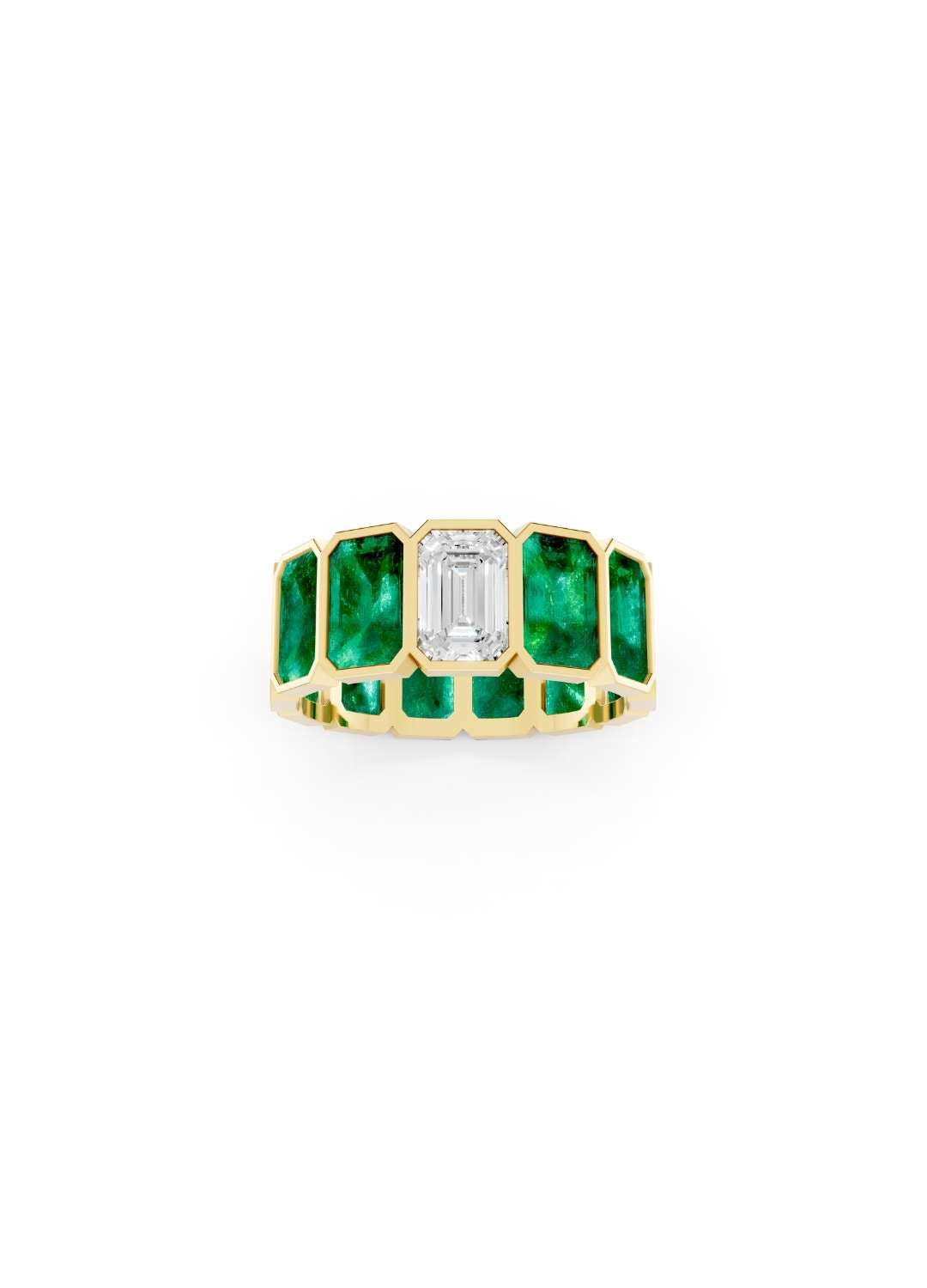 Emerald & Diamond Eternity Band Image 4