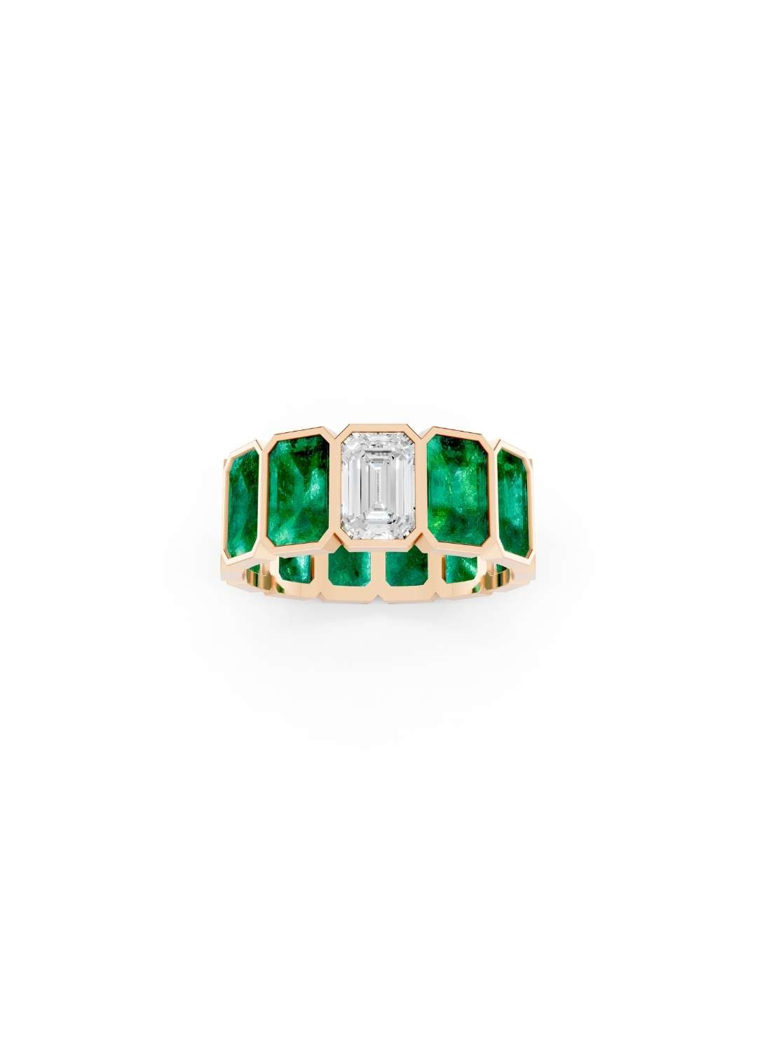 Emerald & Diamond Eternity Band Image 8
