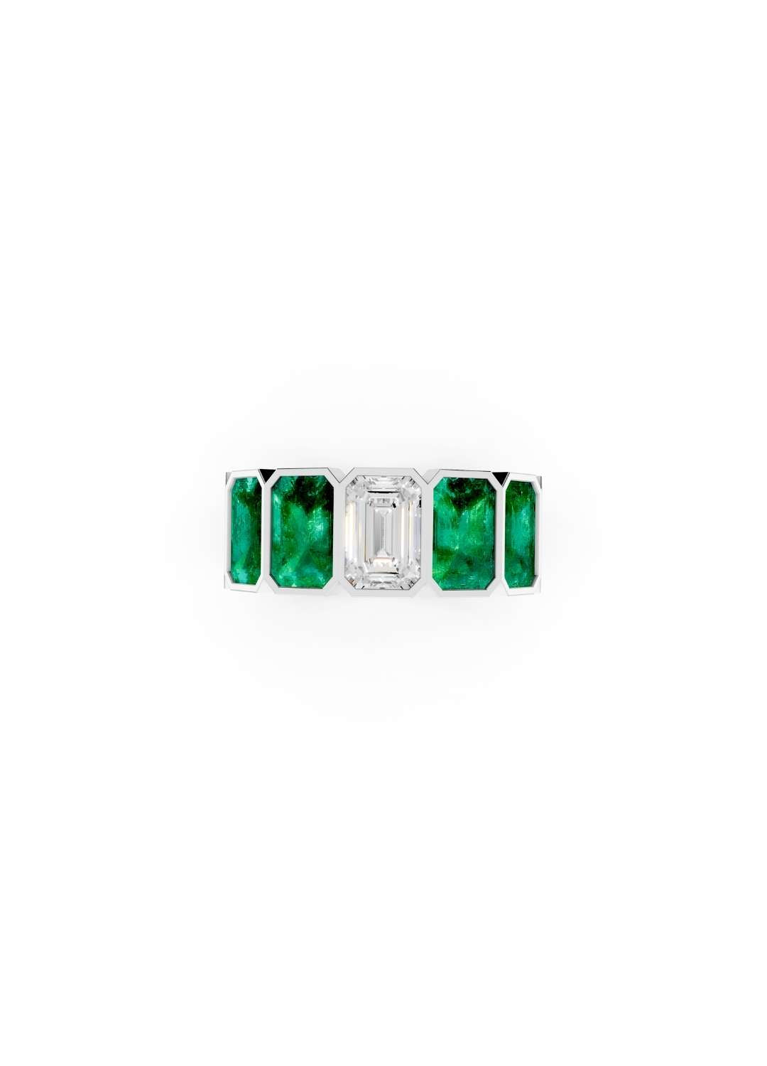 Emerald & Diamond Eternity Band Image 11
