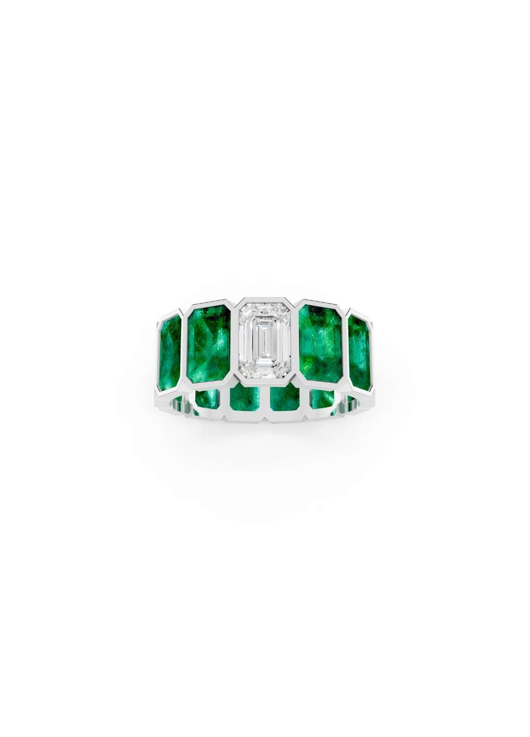 Emerald & Diamond Eternity Band Image 13
