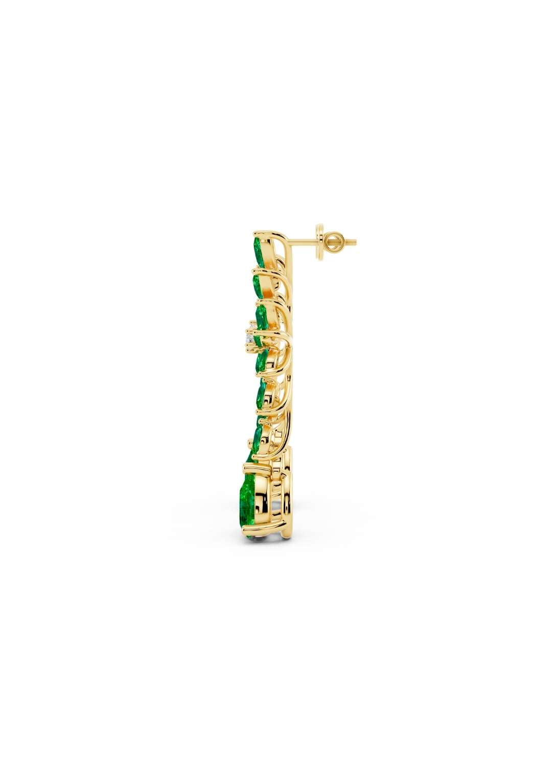 Emerald & Diamond Floral Drop Earrings  Image 6