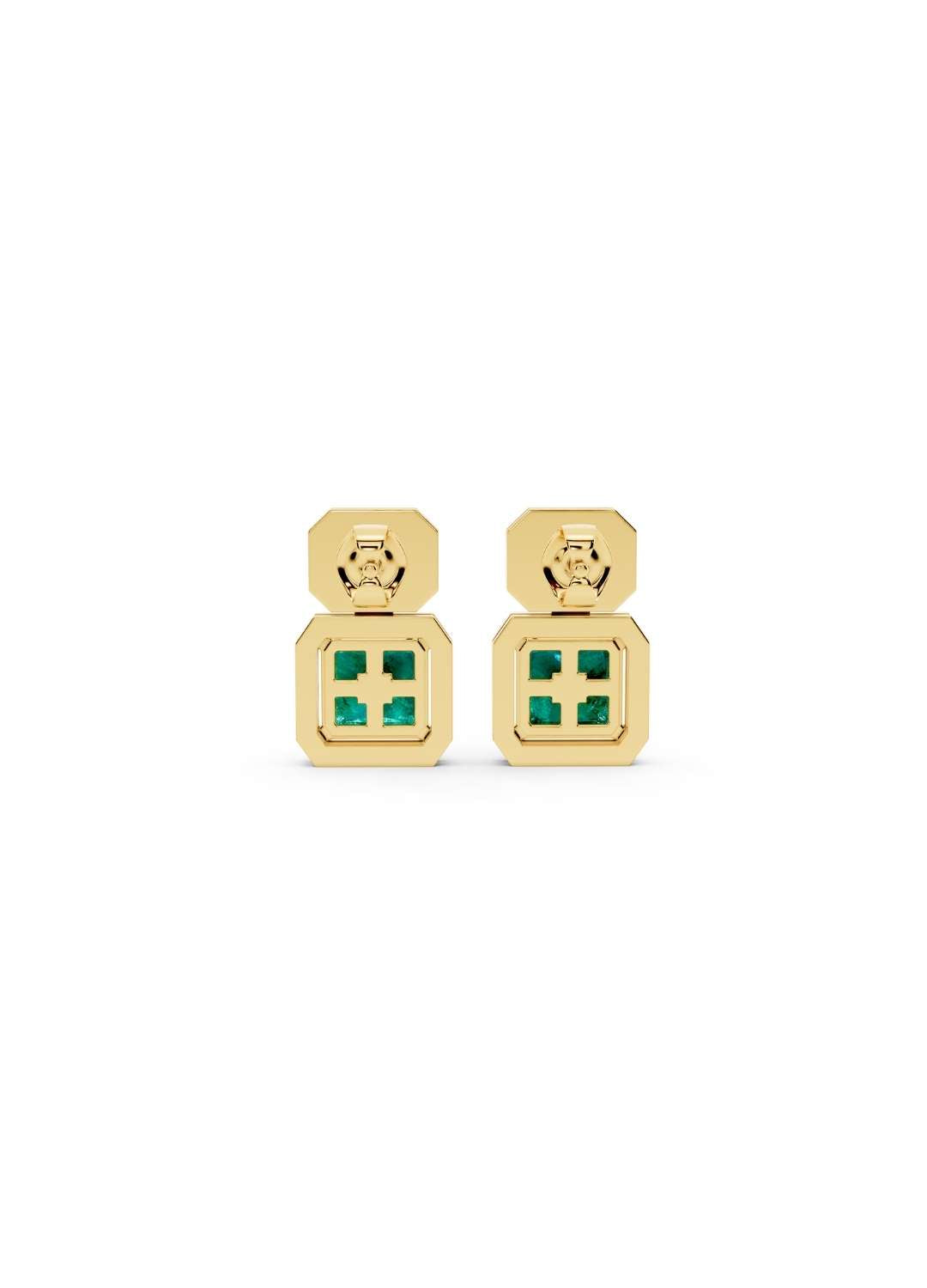 Emerald and Diamond Halo Drop Earrings Image 1