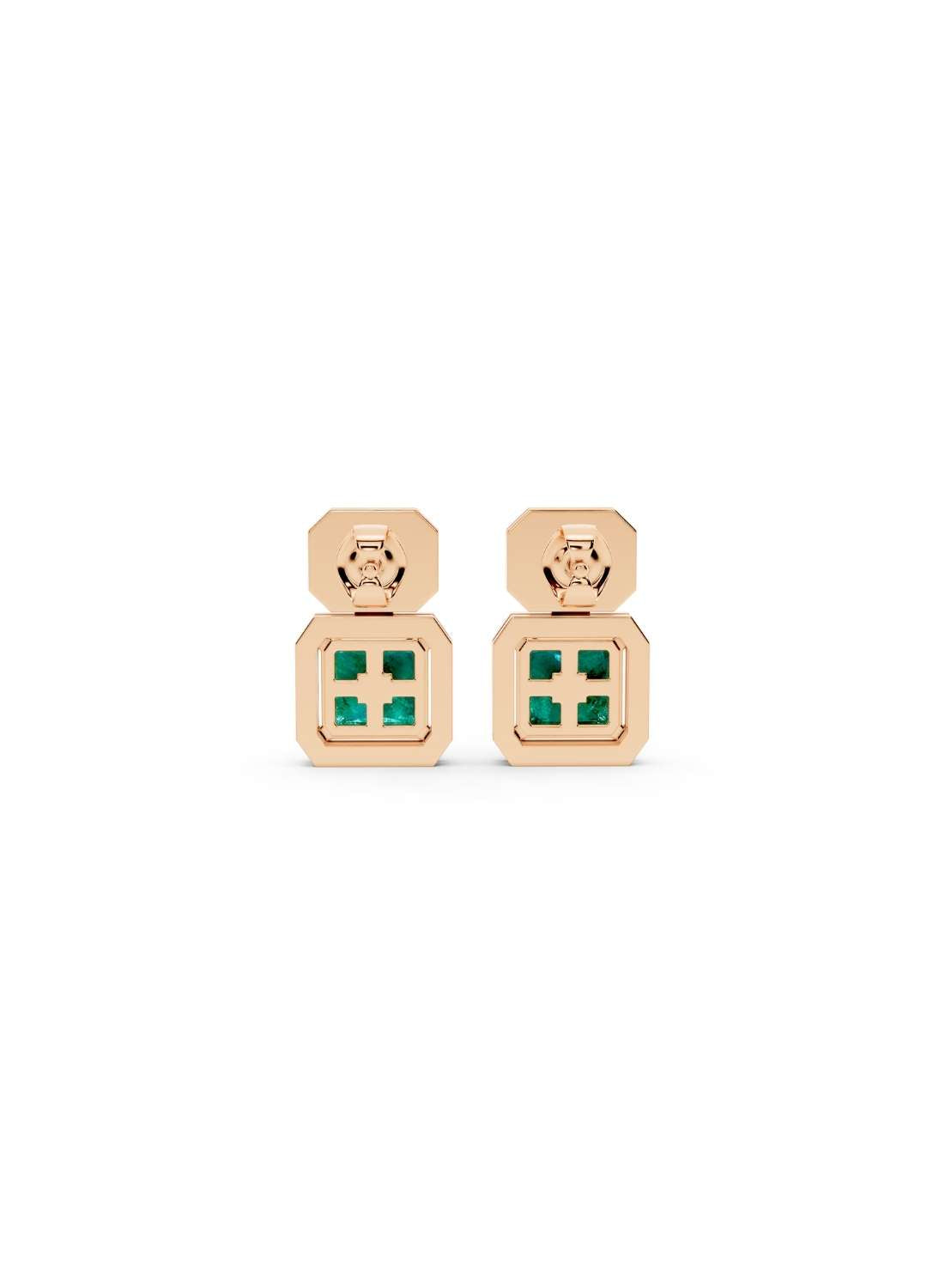 Emerald and Diamond Halo Drop Earrings Image 4