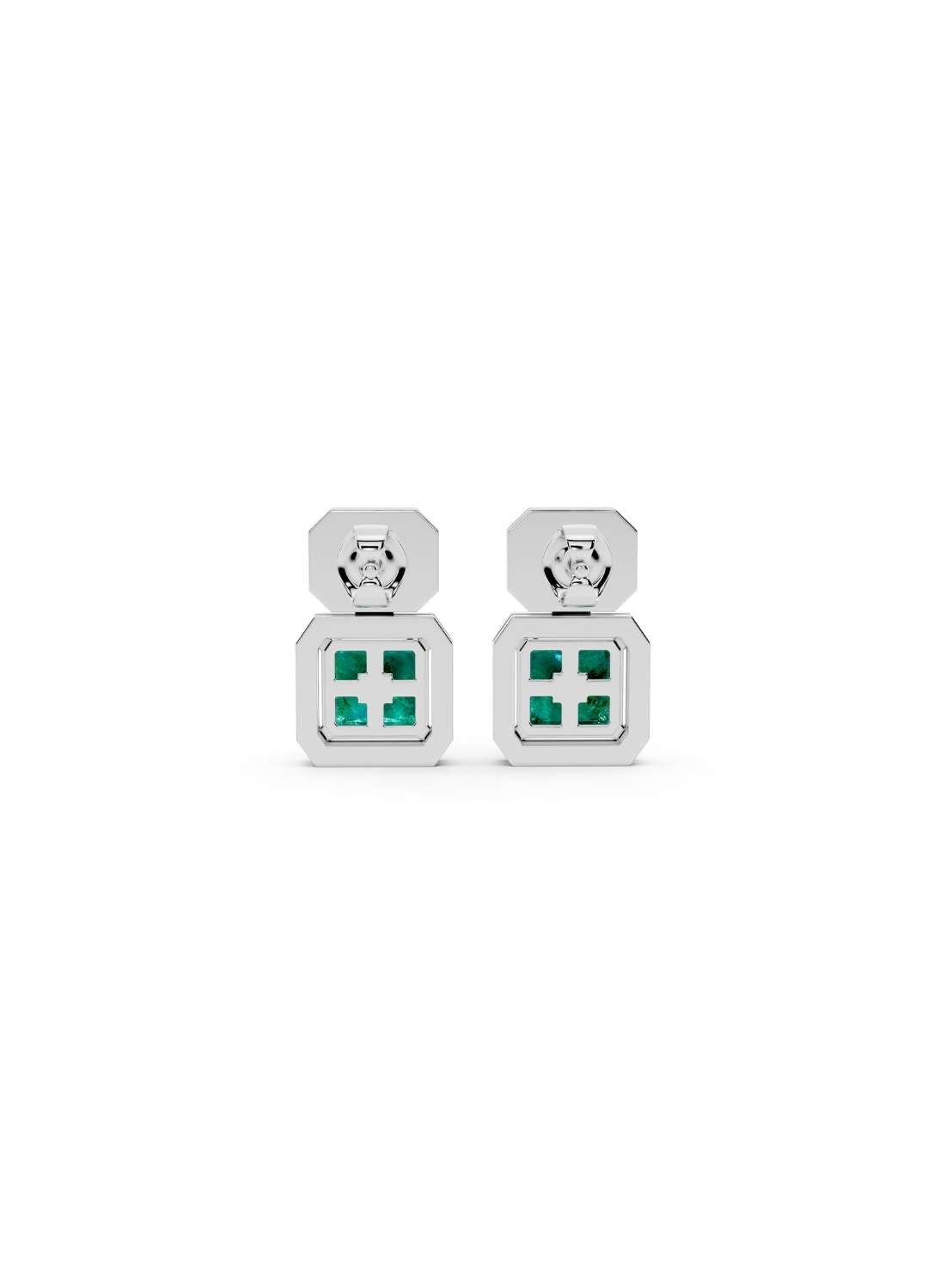 Emerald and Diamond Halo Drop Earrings Image 6