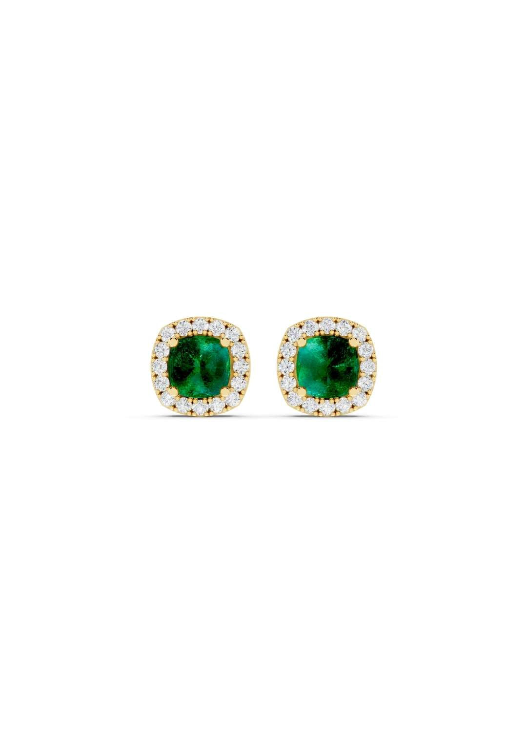 Emerald & Diamond Halo Studs  Image 1