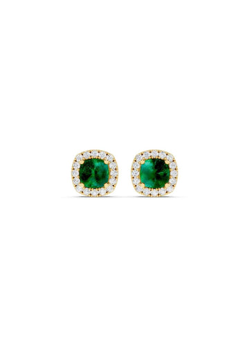 Emerald & Diamond Halo Studs  Image 1