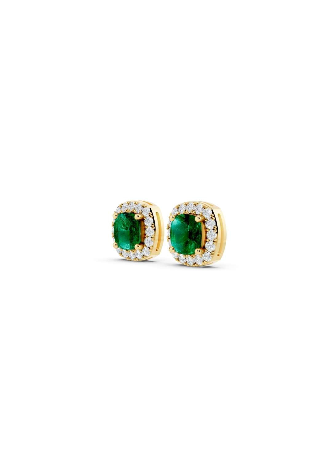 Emerald & Diamond Halo Studs  Image 2