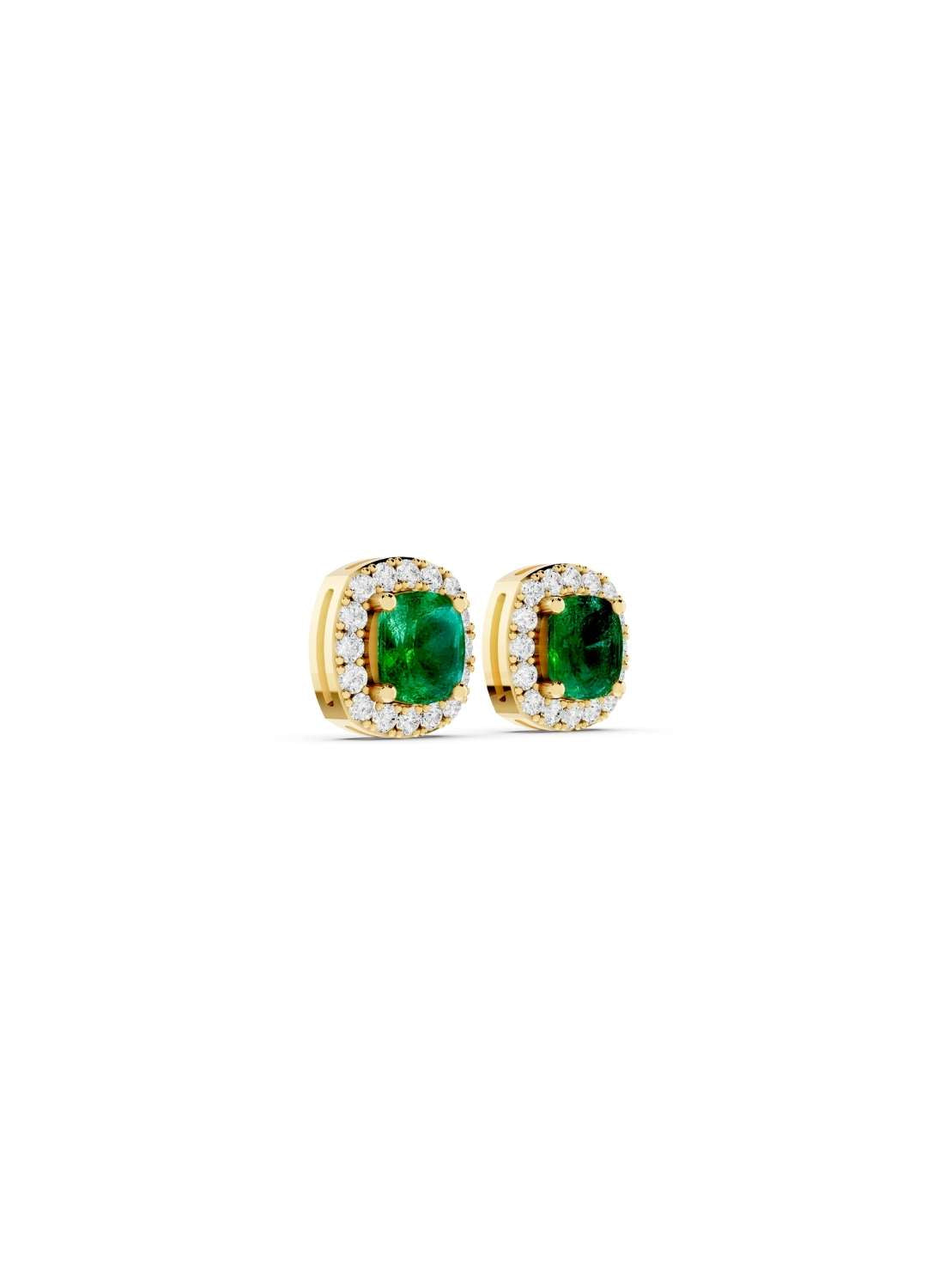 Emerald & Diamond Halo Studs  Image 3