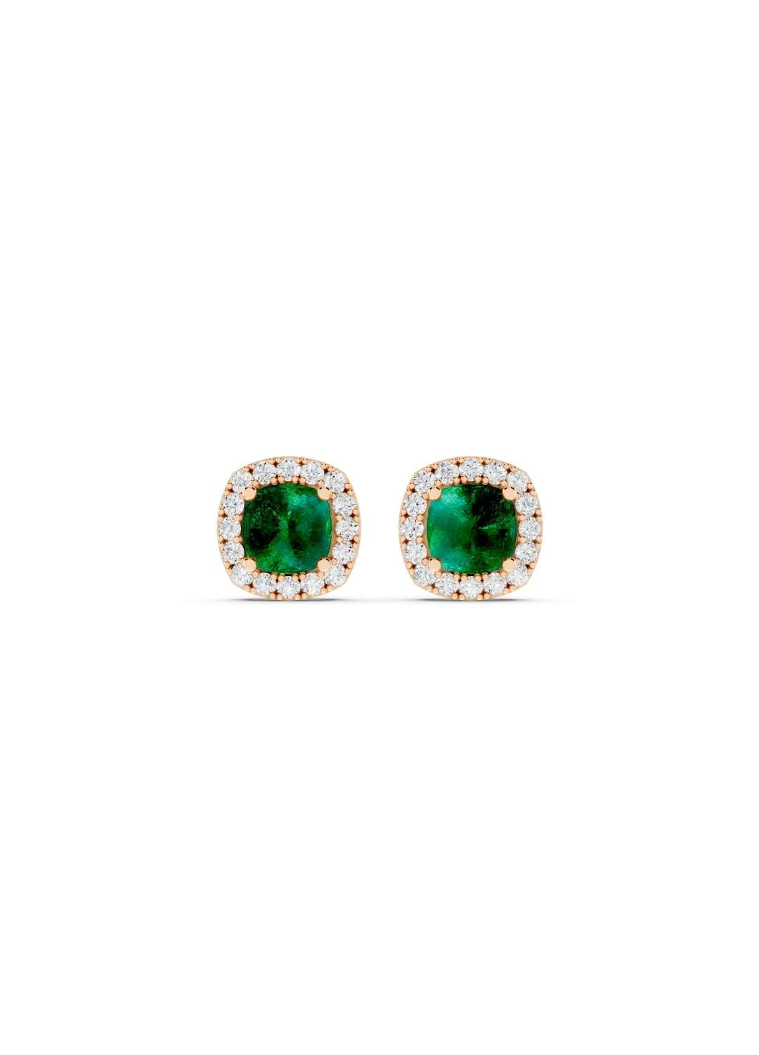 Emerald & Diamond Halo Studs  Image 5