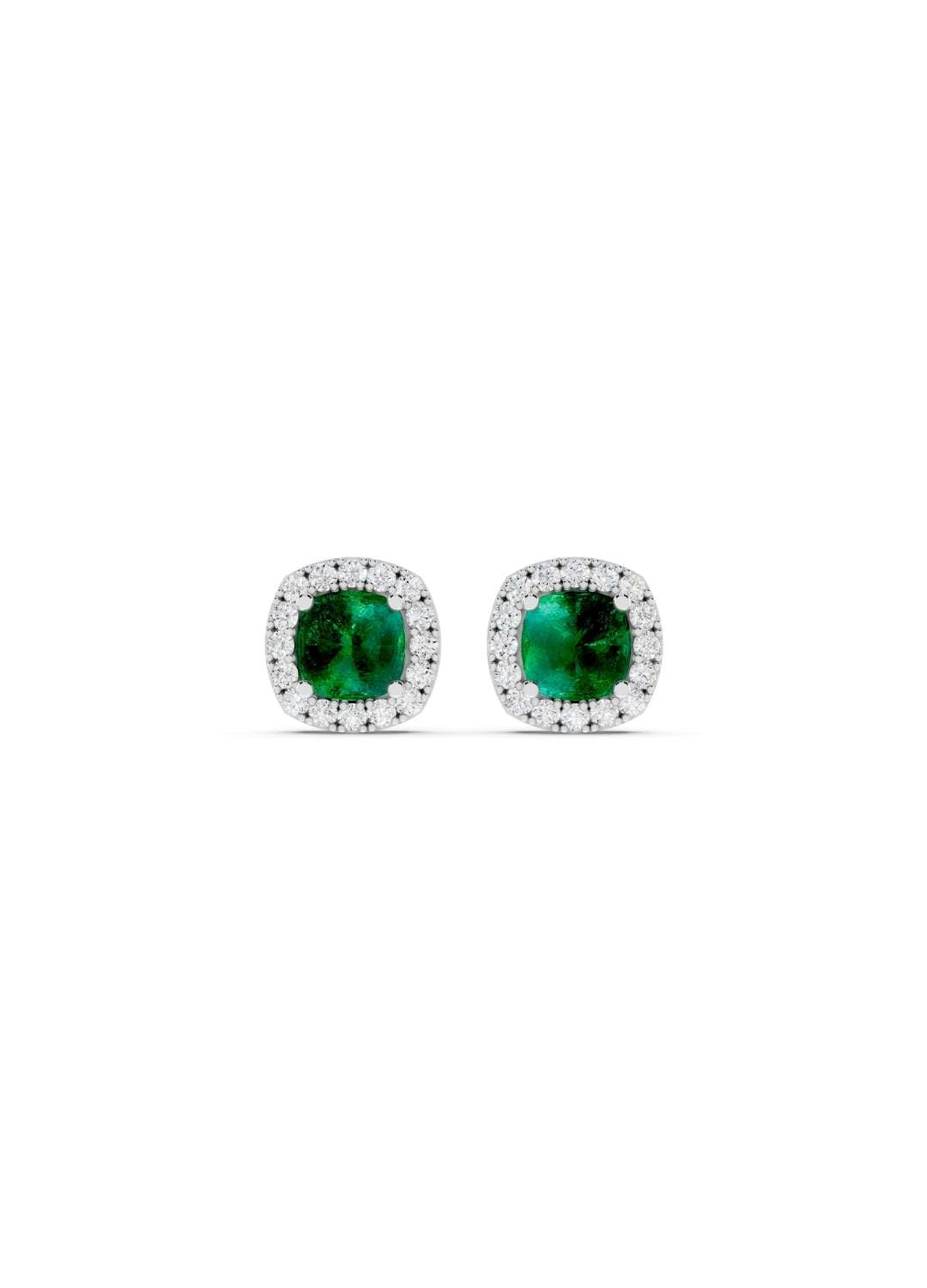 Emerald & Diamond Halo Studs  Image 9