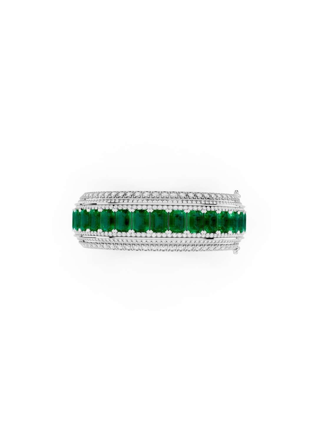 Emerald & Diamond Statement Bracelet Image 11