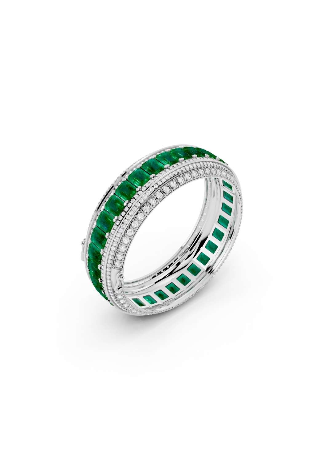 Emerald & Diamond Statement Bracelet Image 15