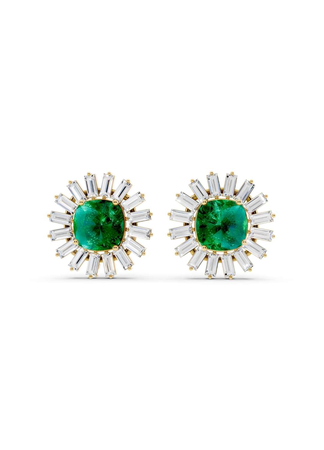 Emerald & Diamond Sunburst Studs Image 5