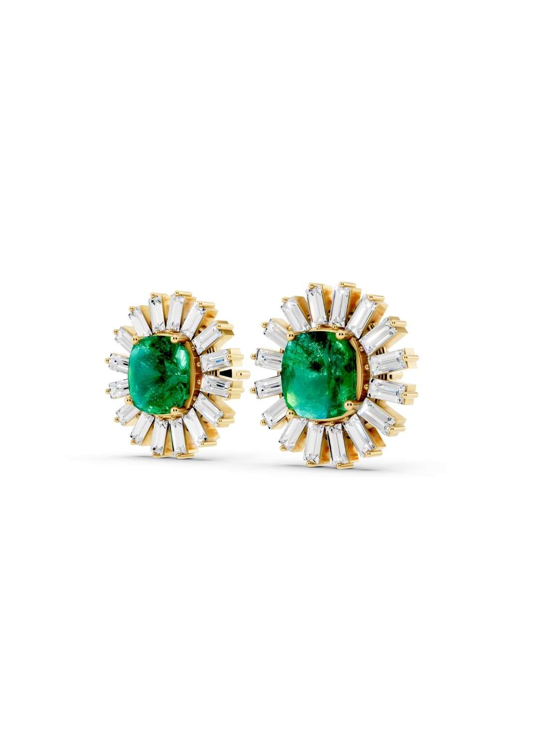 Emerald & Diamond Sunburst Studs Image 3