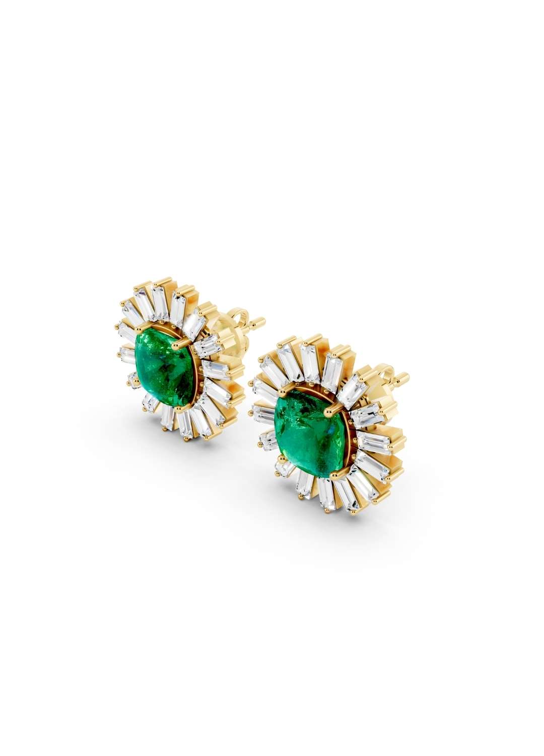 Emerald & Diamond Sunburst Studs Image 4