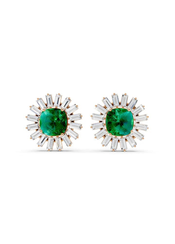 Emerald & Diamond Sunburst Studs Image 1