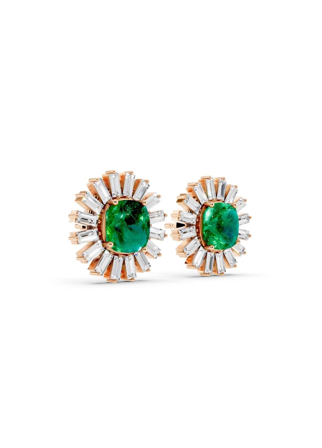 Emerald & Diamond Sunburst Studs Image 8