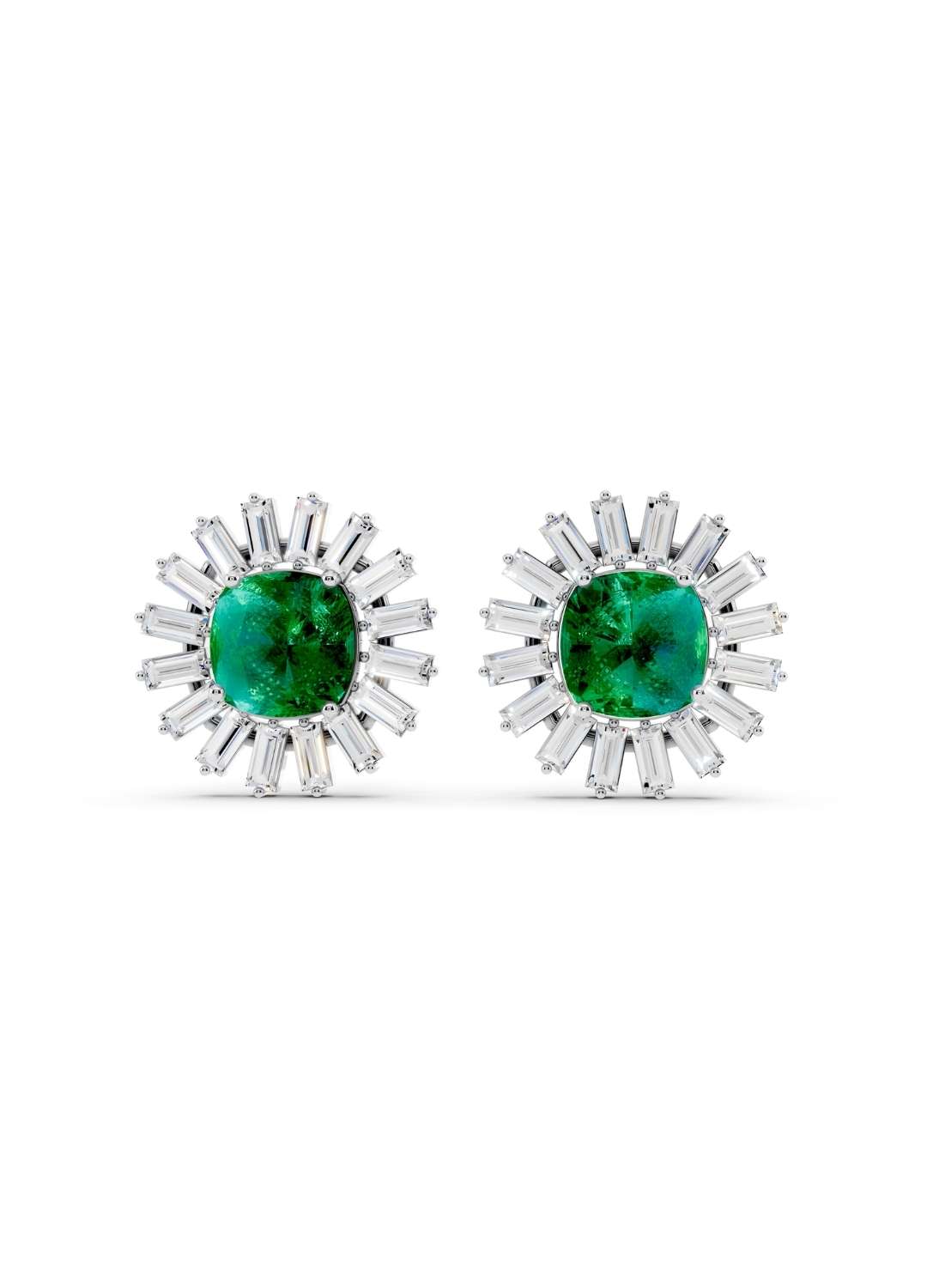 Emerald & Diamond Sunburst Studs Image 9