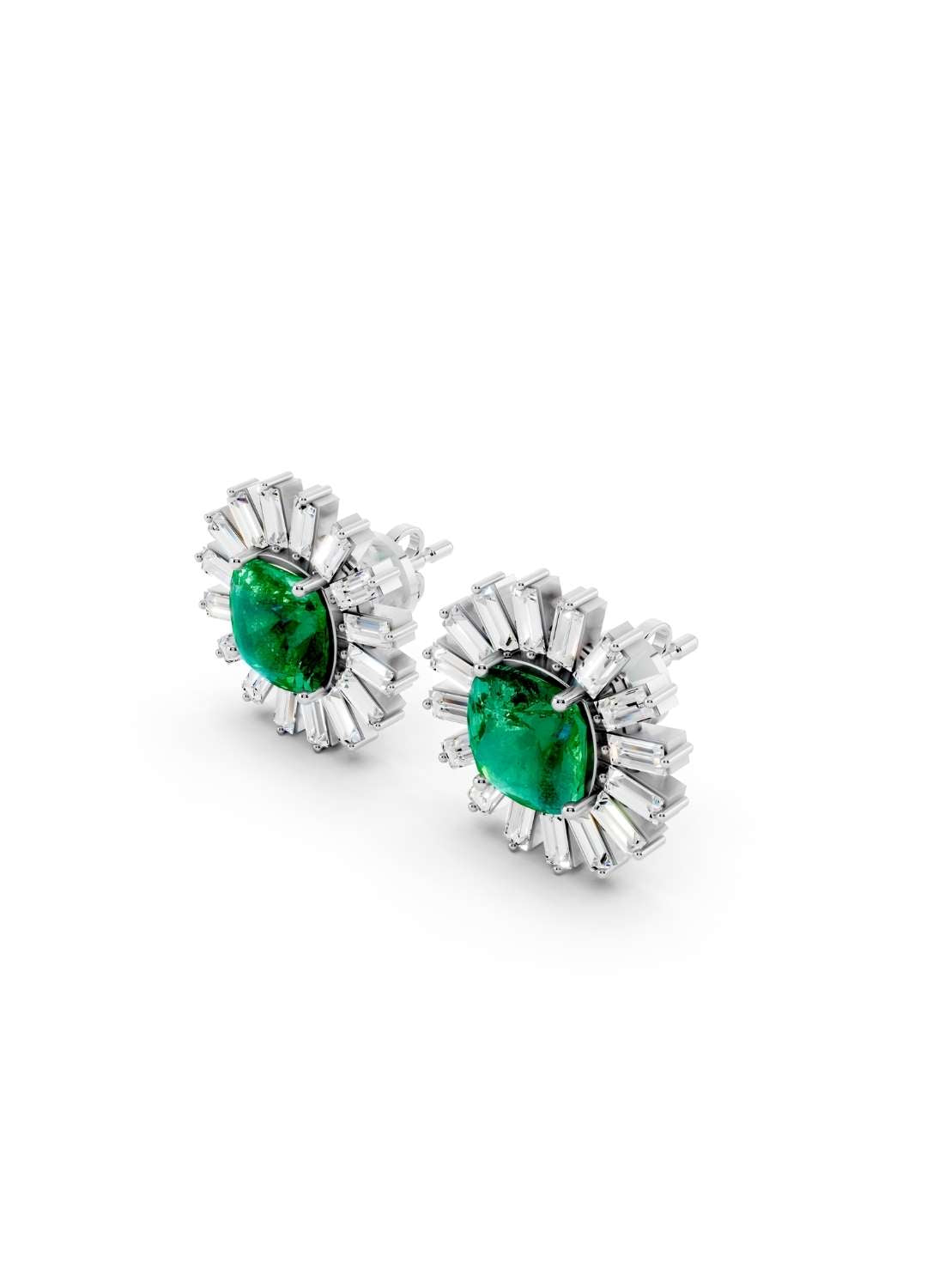 Emerald & Diamond Sunburst Studs Image 10