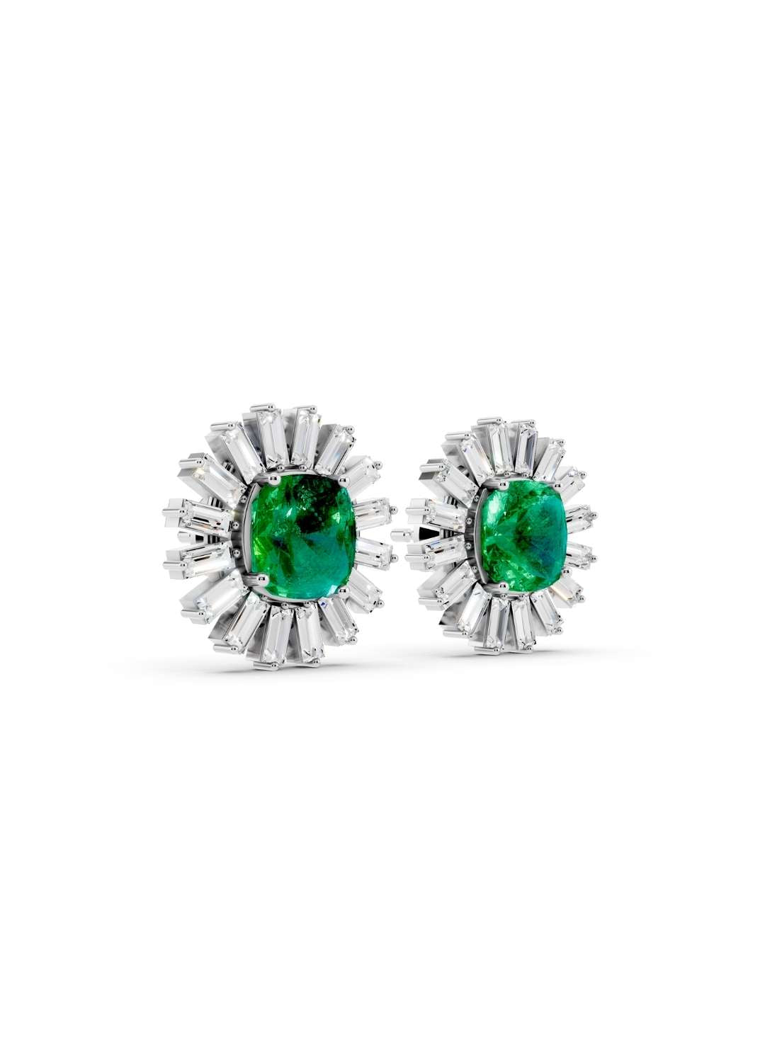 Emerald & Diamond Sunburst Studs Image 11