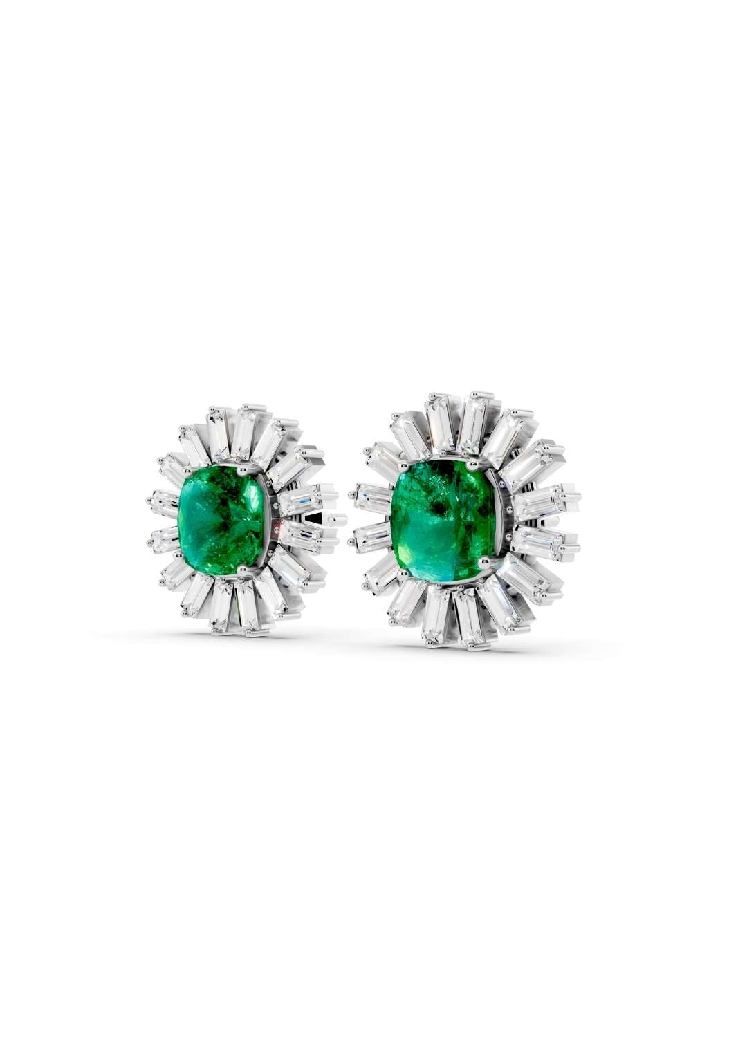 Emerald & Diamond Sunburst Studs Image 12