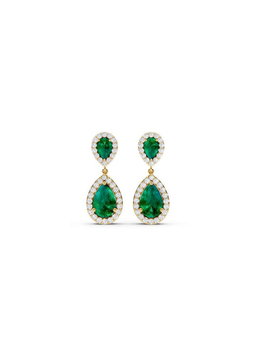 Emerald and Diamond Teardrop Earrings Image 1